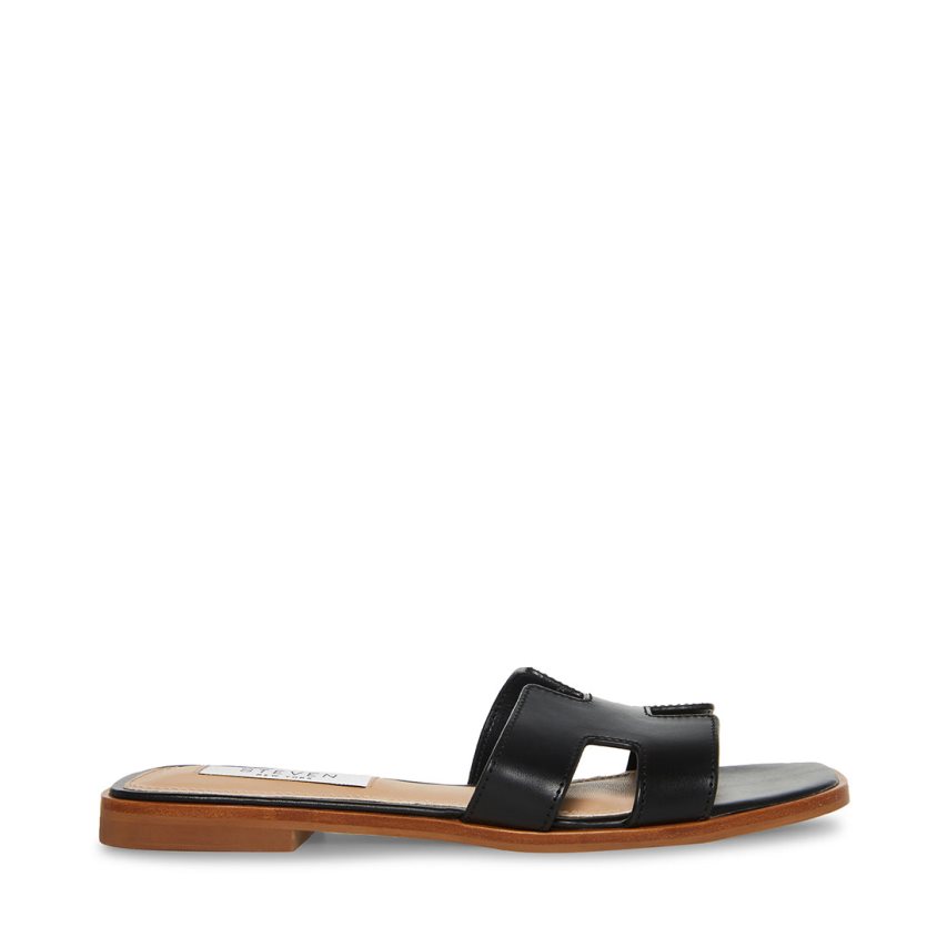 Sandalias de Diapositivas Steve Madden Hadyn Cuero Mujer Negras | ES MQ1S98